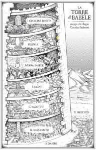 Disegno della Torre di Babele descritta da Josiah Bancroft